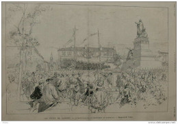 Les Fêtes De Cahors - L'inauguration Du Monument De Gambetta - Page Original - 1884 - Documents Historiques