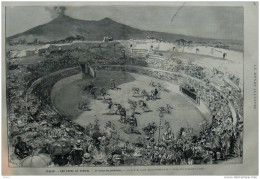 Italie - Les Fêtes De Pompei - Les Cirque Des Gladiateurs -  Page Original - 1884 - Historische Dokumente