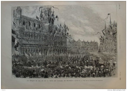 Le Voyage Du Roi Et De La Reine Des Pays-Bas En Belgique - Arrivée Sur La Grand Place De Bruxelles - Page Original  1884 - Documents Historiques