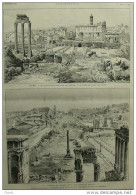 Vue Générale Du Forum - Rome - Les Nouvelles Fouilles Du Forum - Page Original 1884 - Documents Historiques