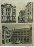 Paris - Les Nouveaux Batiments De L'école Centrale - Entrée Des éléves - Page Original 1884 - Historical Documents