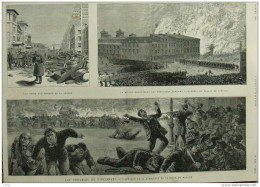 Les Troubles De Cincinnati - Vue Prise Aux Abords De La Prison - Page Original 1884 - Documents Historiques