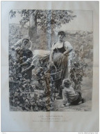 Les Vendanges - Tableau De M. Léon Lhermitte - Page Double Original 1884 - Documents Historiques