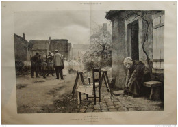 "le Dernier Deuil", Tableau De M. Albert Fourié - Page Original Double 1884 - Historische Dokumente