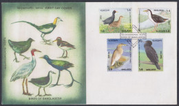 Bangladesh 2000 FDC Birds, Bird, Pennant Waterhen, Gmelin Watercock, Veillot Barbet, Sykes Warbler, First Day Cover - Bangladesch