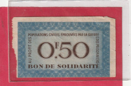 BON DE SOLIDARITE   0.50 F . Type PETAIN .  .  2 SCANNES - Bons & Nécessité