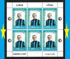 ● AJMAN 1968 ● Calcio ● Sandro MAZZOLA ● Dentellato ● La GRANDE INTER ● BF X 6 ** ️️️● Soccer ️️️● - Adschman