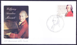 Vatican City 2006 FDC, Portrait Of Mozart And Music Score - Musik