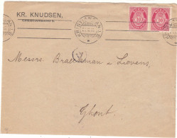 Norvège - Devant De Lettre De 1910 - Oblit Kristiansand - Exp Vers Ghent - - Briefe U. Dokumente