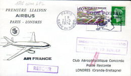 France 1787 Airbus 1er Vol Paris London 23 05 1974, Club Concorde - Aerei