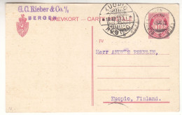 Norvège - Carte Postale De 1913 - Entier Postal - Oblit Bergen - Exp Vers Kuopio - - Lettres & Documents