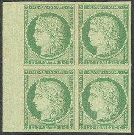 * No 2, Vert-jaune, Bloc De Quatre Bdf Dont Un Ex **, Superbe. - RRRR (Un Des Plus Beaux Blocs Connus) - 1849-1850 Cérès