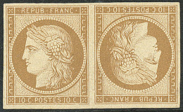 (*) Tête-bêche. No 1d, Bistre-jaune, Paire, Superbe. - RRRR (7 Ex Connus) - 1849-1850 Cérès