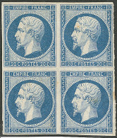 **  No 14Aa, Bleu Foncé Type I, Bloc De Quatre, Superbe - 1853-1860 Napoléon III.