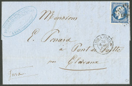 Piquage De Lyon. No 14A Obl Ambulant  "LP 2° Sur Lettre De Lyon Mars 57 Pour Clairvaux. - TB. - RR - 1853-1860 Napoleone III