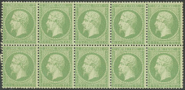 **  No 20, Vert, Bloc De Dix (deux Ex *), Très Frais. - TB - 1862 Napoleone III