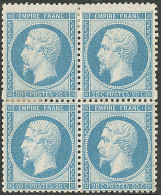 * No 22, Bleu, Bloc De Quatre (un Ex **) Dont Deux Ex Grand Format. - TB - 1862 Napoléon III