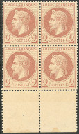 **   No 26B, Bistre Type II, Bloc De Quatre Bdf (2 Ex *), Jolie Pièce. - TB - 1863-1870 Napoléon III. Laure