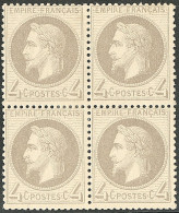 * No 27B, Gris Type II, Bloc De Quatre, Très Frais. - TB - 1863-1870 Napoléon III Lauré