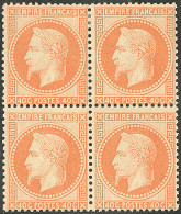 * No 31, Orange, Bloc De Quatre (un Ex **), Très Frais. - TB. - R - 1863-1870 Napoléon III Lauré