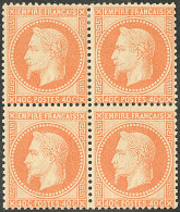 * No 31, Orange, Bloc De Quatre (un Ex **), Très Frais. - TB. - R - 1863-1870 Napoleon III With Laurels