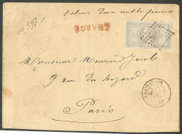 EMPIRE LAURE.Lettre.  No 33A, Seul Sur Enveloppe Chargée "valeur Deux Mille Francs" (descriptif De Chargement Au Verso), - 1863-1870 Napoléon III. Laure