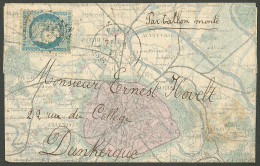 Plan De Paris Acheminé Par Le Ballon "Le Newton". Supplément De La Gazette Des Absents Afft No 37 (def) Obl Gc 2793, à C - 1870 Belagerung Von Paris