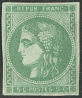 * No 42Bb, Vert émeraude Foncé, Petites Marges Mais Très Belle Nuance. - TB. - R - 1870 Ausgabe Bordeaux