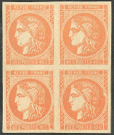 * No 48, Orange, Bloc De Quatre. - TB - 1870 Ausgabe Bordeaux