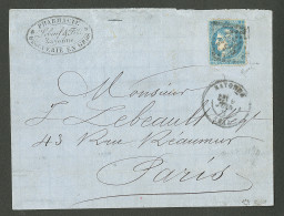 Piquage De Bayonne. No 46B, Obl Gc 359 Sur Lettre De Bayonne Juin 71 Pour Paris. - TB - R - 1870 Emisión De Bordeaux