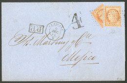 Afft à 60cts, 2 émissions. No 31 Coupé En Diagonale + 38, Obl Ancre Sur Lettre Au Tarif Inter-Antilles De La Havane Pour - 1863-1870 Napoléon III. Laure