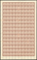 **  No 2, Brun-rouge, Feuille De 150 Ex Encadrée, Rousseurs Et Consolidations Au Verso, Superbe. - R - Altri & Non Classificati