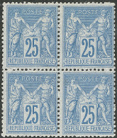 * No 79, Bloc De Quatre, Centrage Courant Mais Très Frais Et TB - 1876-1878 Sage (Type I)