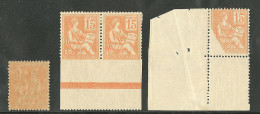 * Mouchon. Variétés. Nos 117c**, 117k Paire Bdf Dentelée 3 Côtés, 117f Cdf. - TB (N°et Cote SM) - Other & Unclassified