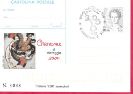 REPIQUAGE - ANNULLO SPECIALE " VIAREGGIO (LU)*20.2.2000*/ CARNEVALE 2000" - SU INTERO A TIRATURA LIMITATA 1500 ESEMPLARI - Interi Postali