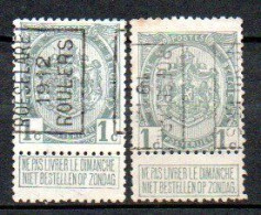 1864 Voorafstempeling Op Nr 81 - ROESELARE 1912 ROULERS - Positie A & B - Rollenmarken 1910-19
