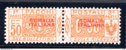 Somalia It. - Pacchi Postali Cent. 50 Soprastampa Spostata E In Albino - Mint/hinged