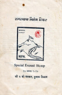 Mt. Everest Postage Stamp Folder FDC 1960 Nepal - Montagnes