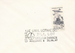 Poland Postmark D67.06.22 WARSZAWA.04kop: Aviation LOT Opening Of The Airline Shannon - Interi Postali