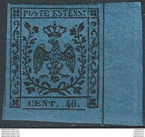 1852 Modena 40c. Azzurro Scuro Af MNH Sassone 6 - Modena