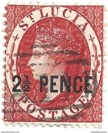 1881 ST. LUCIA - SG N° 24 2 1/2d. Overprinted USED - Autres & Non Classés