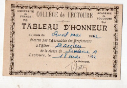 Lectoure  (32) Tableau D'honneur College 1942  (PPP47334) - Diploma & School Reports