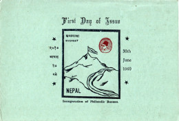 Mt. Everest Postage Stamp Folder FDC 1960 Nepal - Montañas