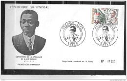 FDC - 1972 - 100 Ans Naiissance Blaise Diagne - 15 - Sénégal (1960-...)