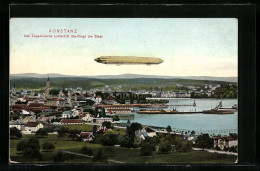 AK Konstanz, Das Zeppelinsche Luftschiff überfliegt Die Stadt  - Luchtschepen