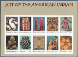 USA 2004 Indigenous Art, Foil Sheet 10 Values MNH Weaving, Carving, Pottery, Rffigy, Doll - Other & Unclassified