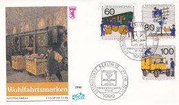 Germany Berlin 1990 Postal Wagon Train Railway FDC MI-NR. 876-878 - Trains