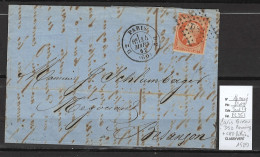 France - Lettre Paris DS2 Romaines Pour Besançon - 1862 - Yvert 14 - 1849-1876: Classic Period