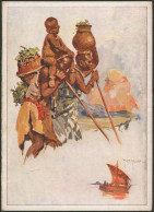 Menu Paquebot "Elisabethville" (1929, Première Classe) Ethnie, Dessiné Par Ch. Van Roose / Congo Belge. - Menu