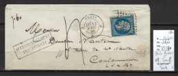 France - Lettre Paris Bureau J - Affranchissement Insuffisant Pour Coulommiers - 1860 - 1849-1876: Classic Period